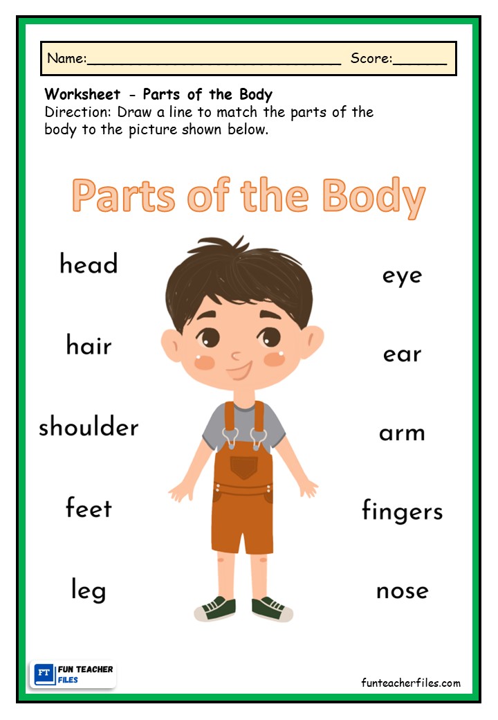 Body Parts Worksheet For Kids