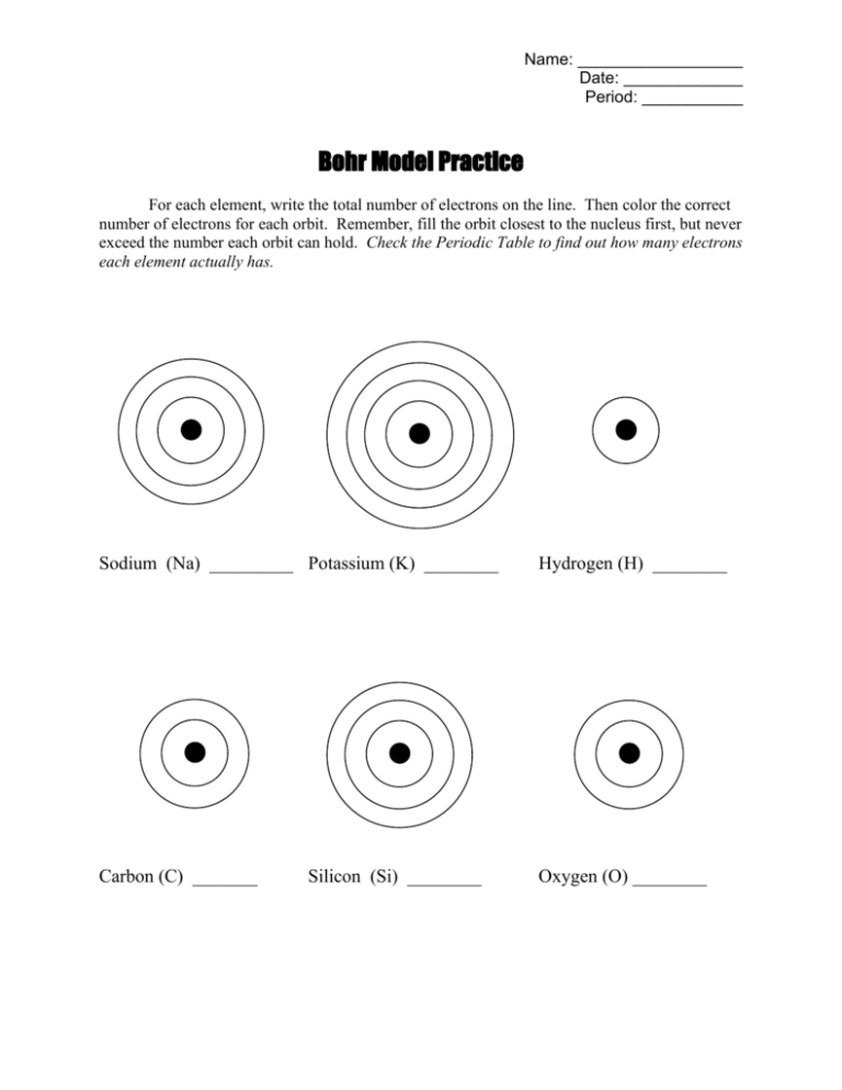 5 Tips for Mastering Bohr Model Practice Worksheets