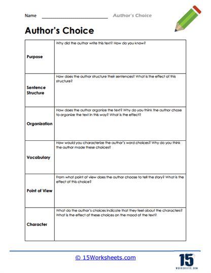 Boost Creative Writing Skills With Author S Choice 1 Worksheet