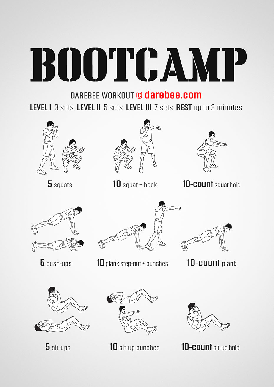 Bootcamp Boot Camp Darebee Fitness Hard Health Power Strength