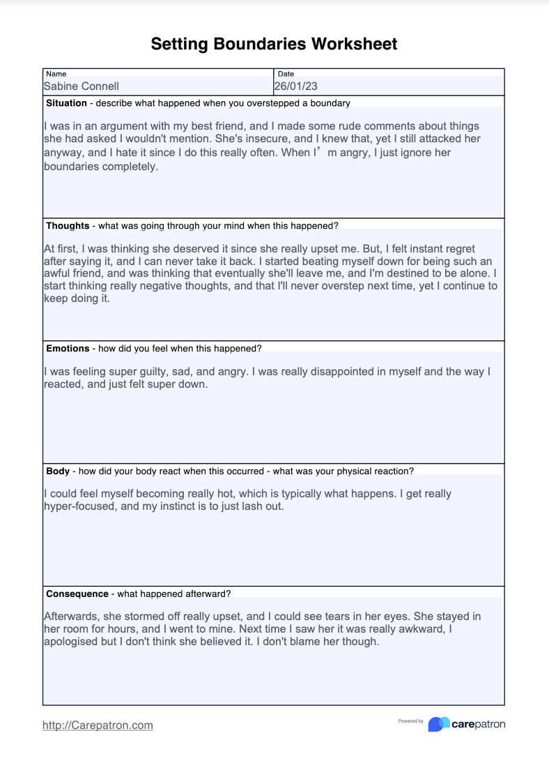 Boundaries Setting Worksheet Pdf