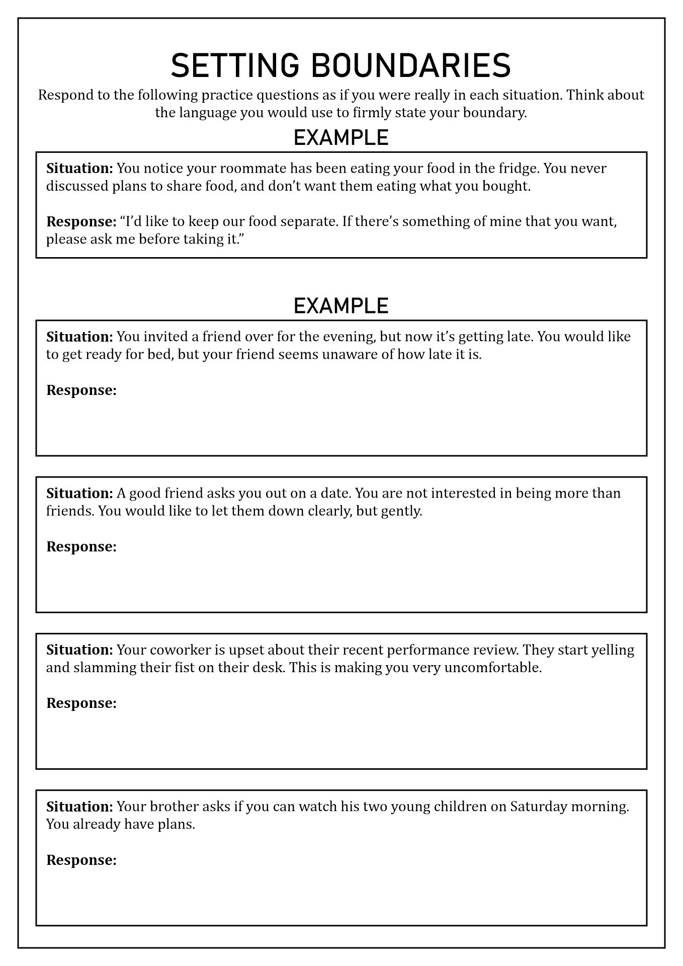 5 Essential Boundaries Worksheets for Therapy