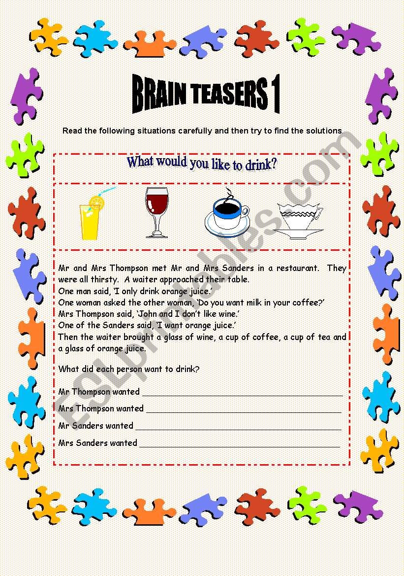 5 Brain Teasers Worksheet Answers Revealed