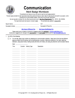 Bsa Communication Merit Badge Worksheet Printable Calendars At A Glance