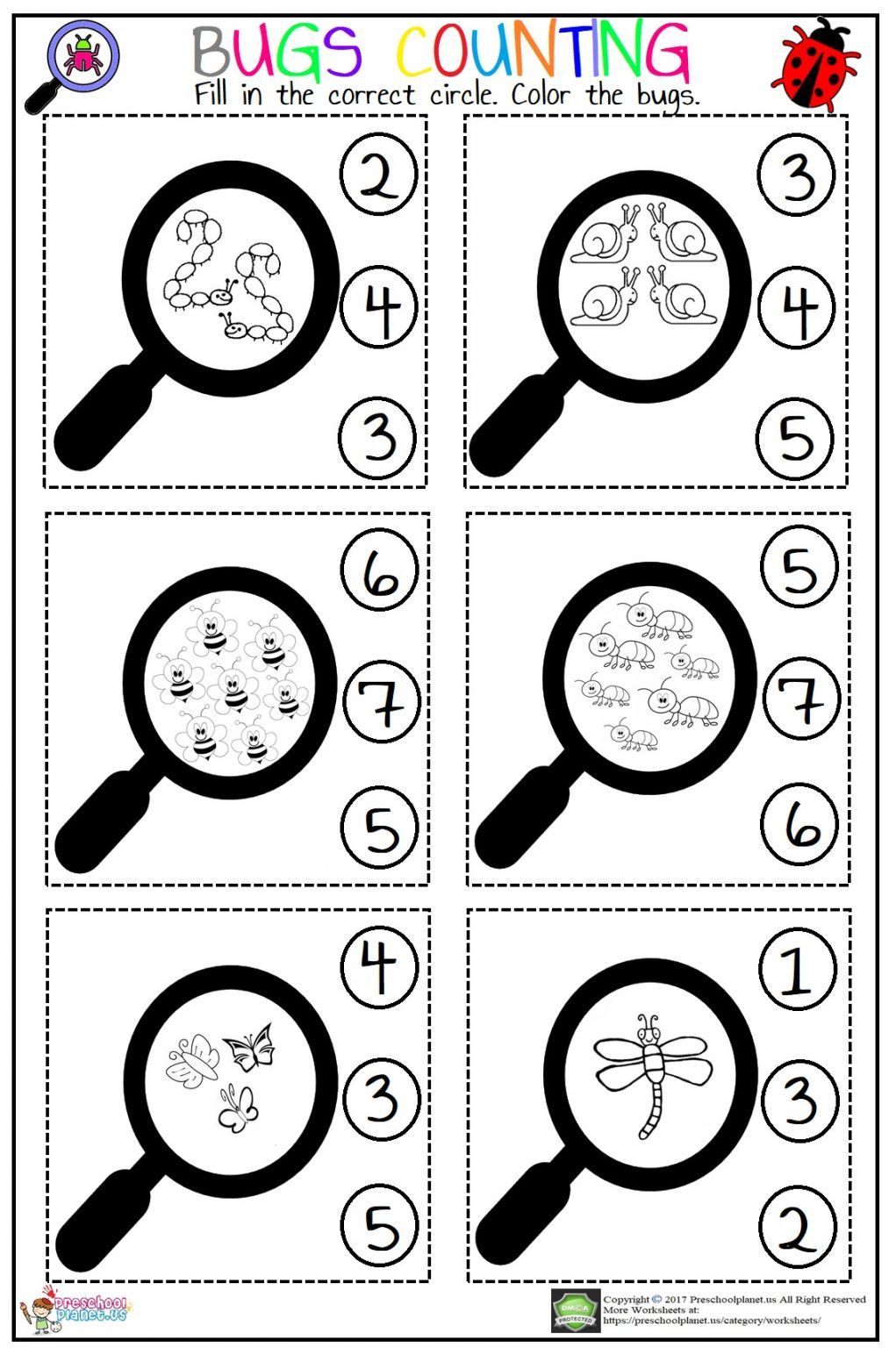 Bug Counting Worksheets Pdf