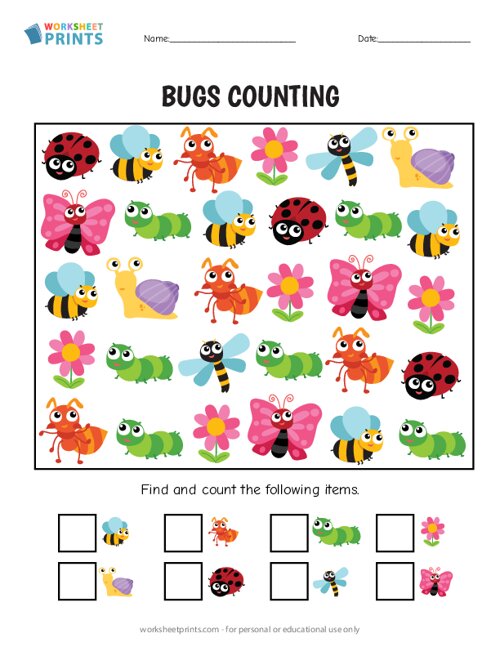 Bug Find And Count Worksheets All Kids Network Bugs Preschool Preschool