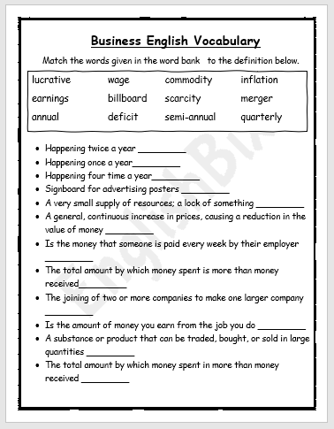 5 Essential Business English Worksheets for Professionals