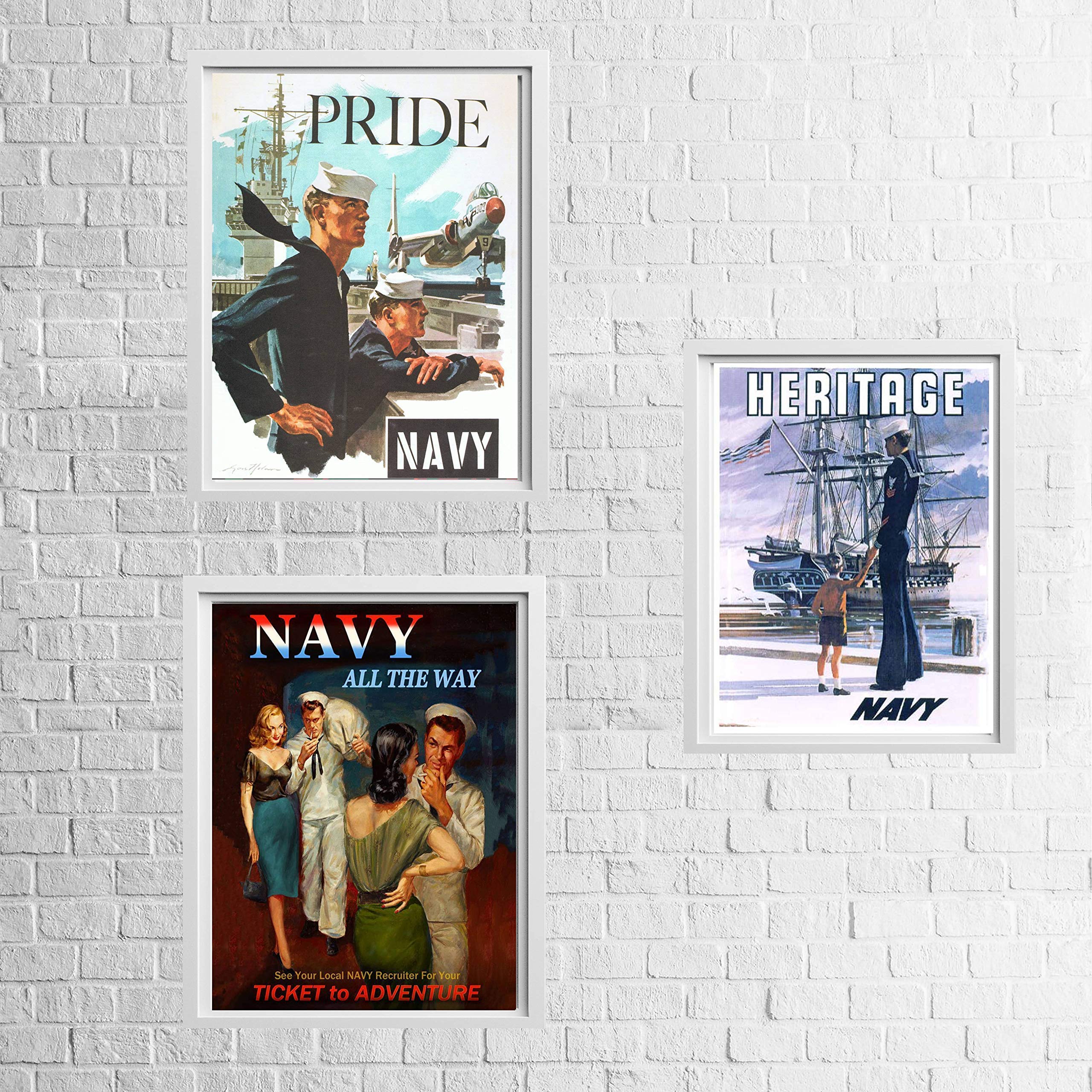 Buy Vintage Navy Recruitment Poster Set Amp Quot Pride Heritage Adventure Amp Quot 3 8 X 10 Amp Quot S Wall Art Prints