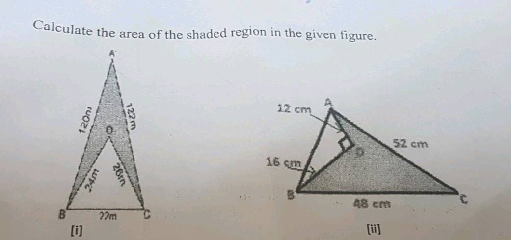 Calculate The Area Of The Shaded Region In The Given Figure