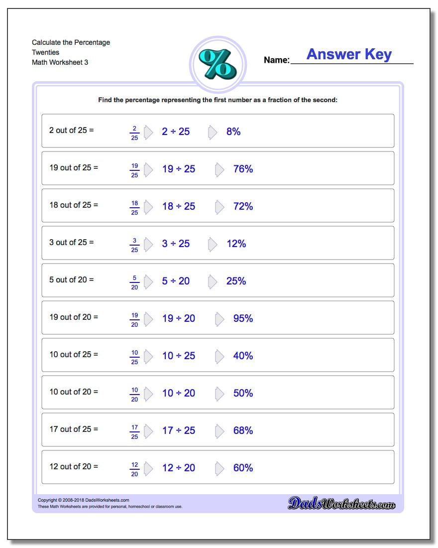 Calculate The Percentage Skillsworksheets Com