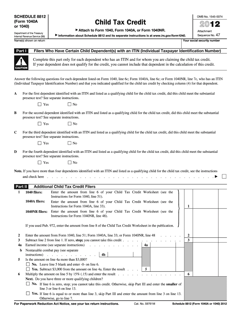 Calculate Your Schedule 8812 Credit Limit With Worksheet A Course Hero