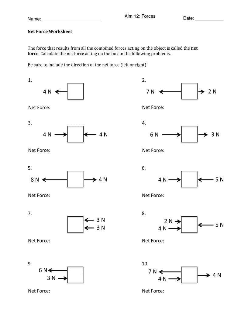 Calculating Net Force Worksheet Studying Worksheets