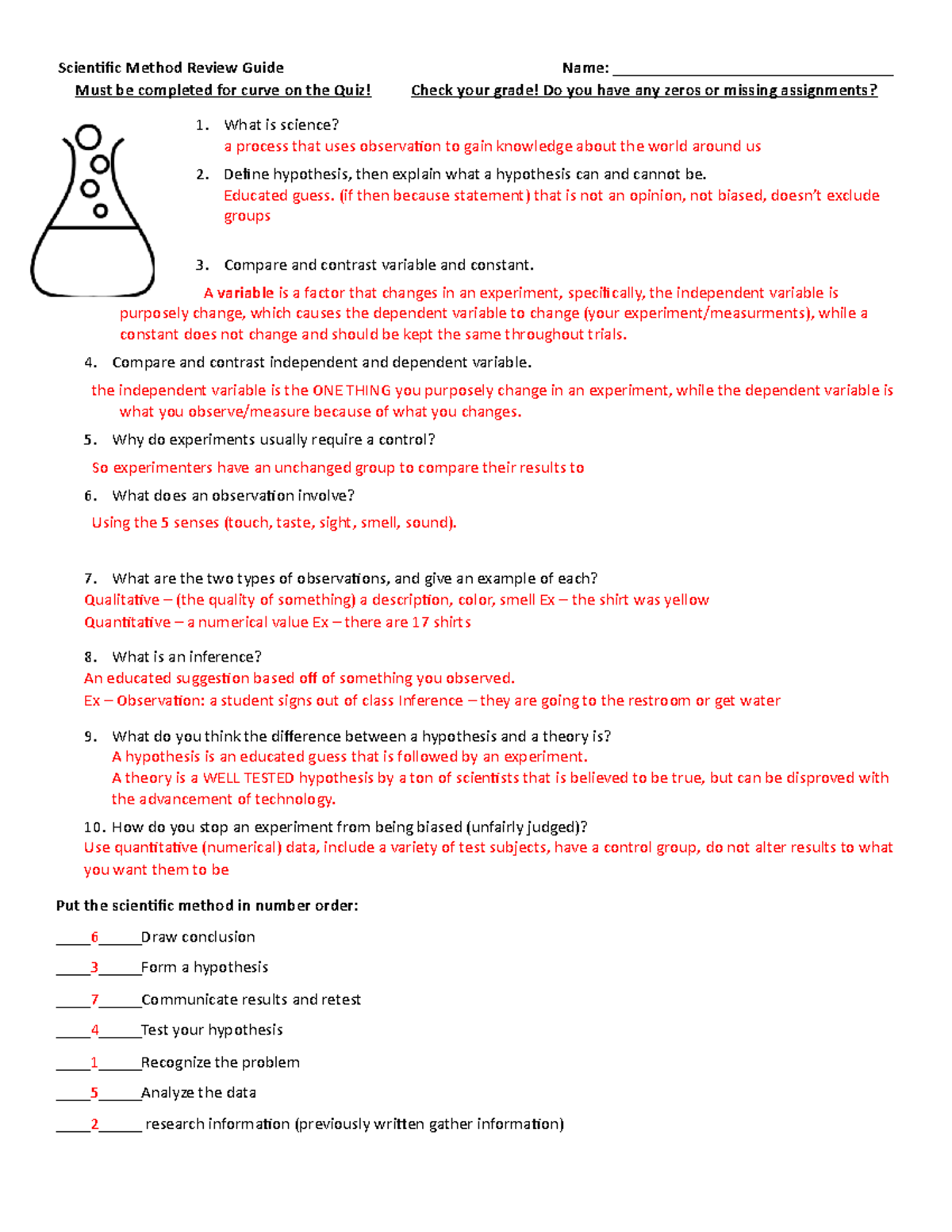 5 Ways to Identify Scientific Method Worksheet Answers