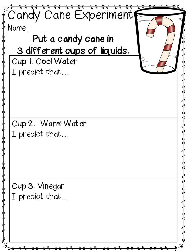 Candy Cane Experiment Worksheet Printable