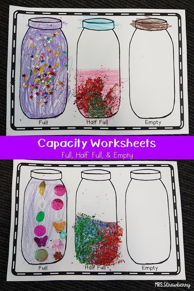 Capacity Worksheet Full Half Full Empty Help Your Preschool And