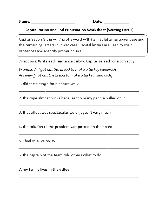 Capitalization and Punctuation Worksheets for Clear Writing