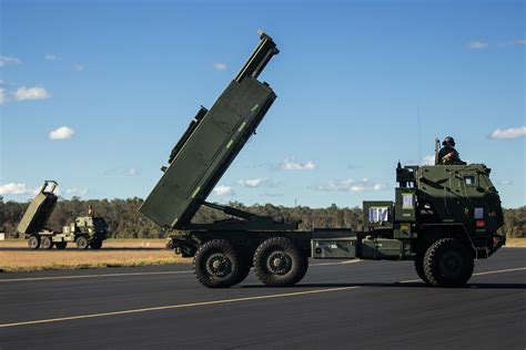 Caption U S Marine Corps High Mobility Artillery Rocket Systems Conducting A Simulated Fire