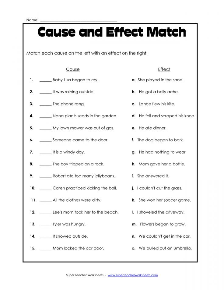 Free Printable Cause and Effect Worksheets for 4th Grade