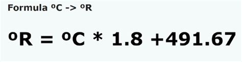 Celsius To Rankine Formula