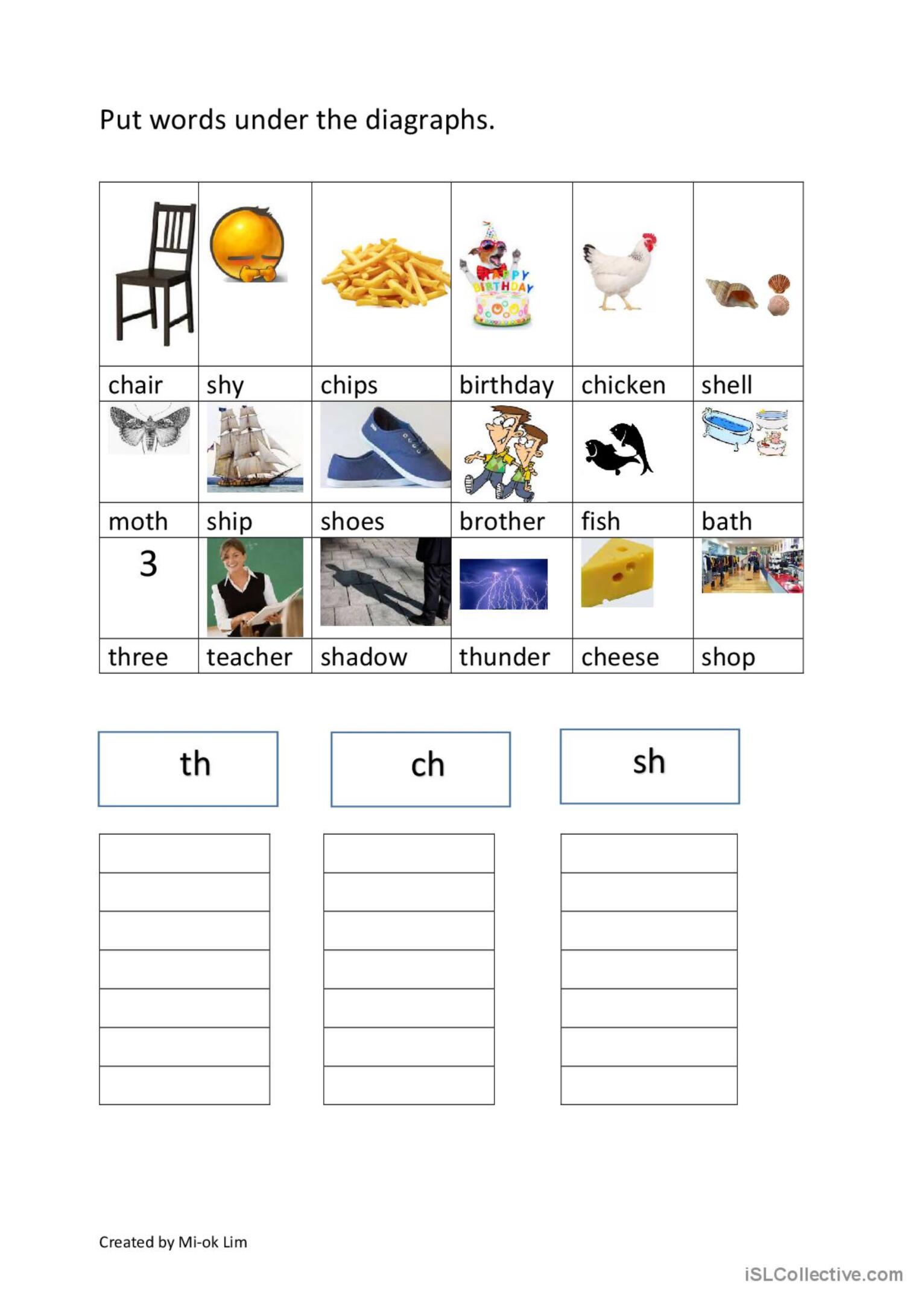 Free Ch Th Wh Sh Worksheets for Kids