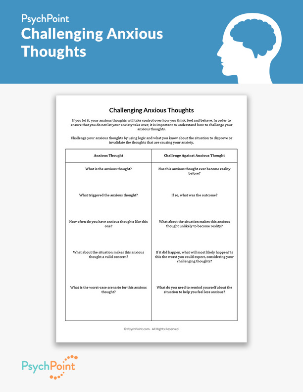 Challenging Anxious Thoughts Worksheets Pdf