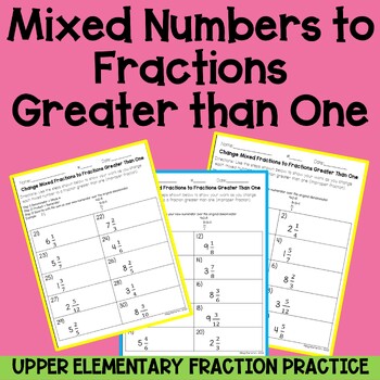 Change Mixed Numbers To Improper Fractions Worksheet By Stone Tpt