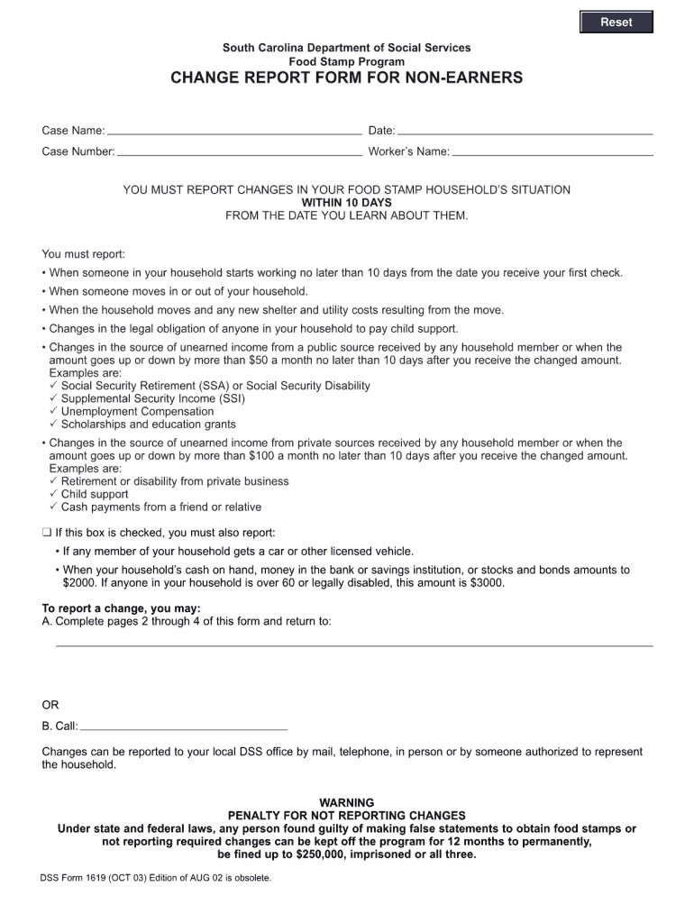 Change Report Form Food Stamps