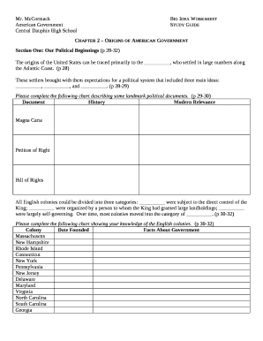 Chapter 2 Origins Of American Government Worksheet Answers Airslate