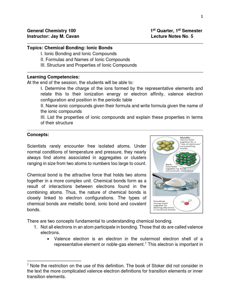 Chapter 5 Ionic Bonding