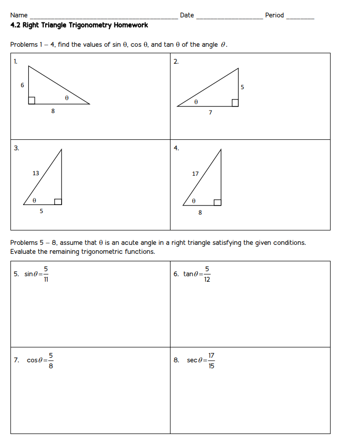 Chapter 8 Right Triangles And Trigonometry Answer Key