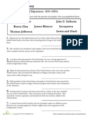 Chapter 9 Section 2 Manifest Destiny Worksheet Answers Arithmetic Sheets