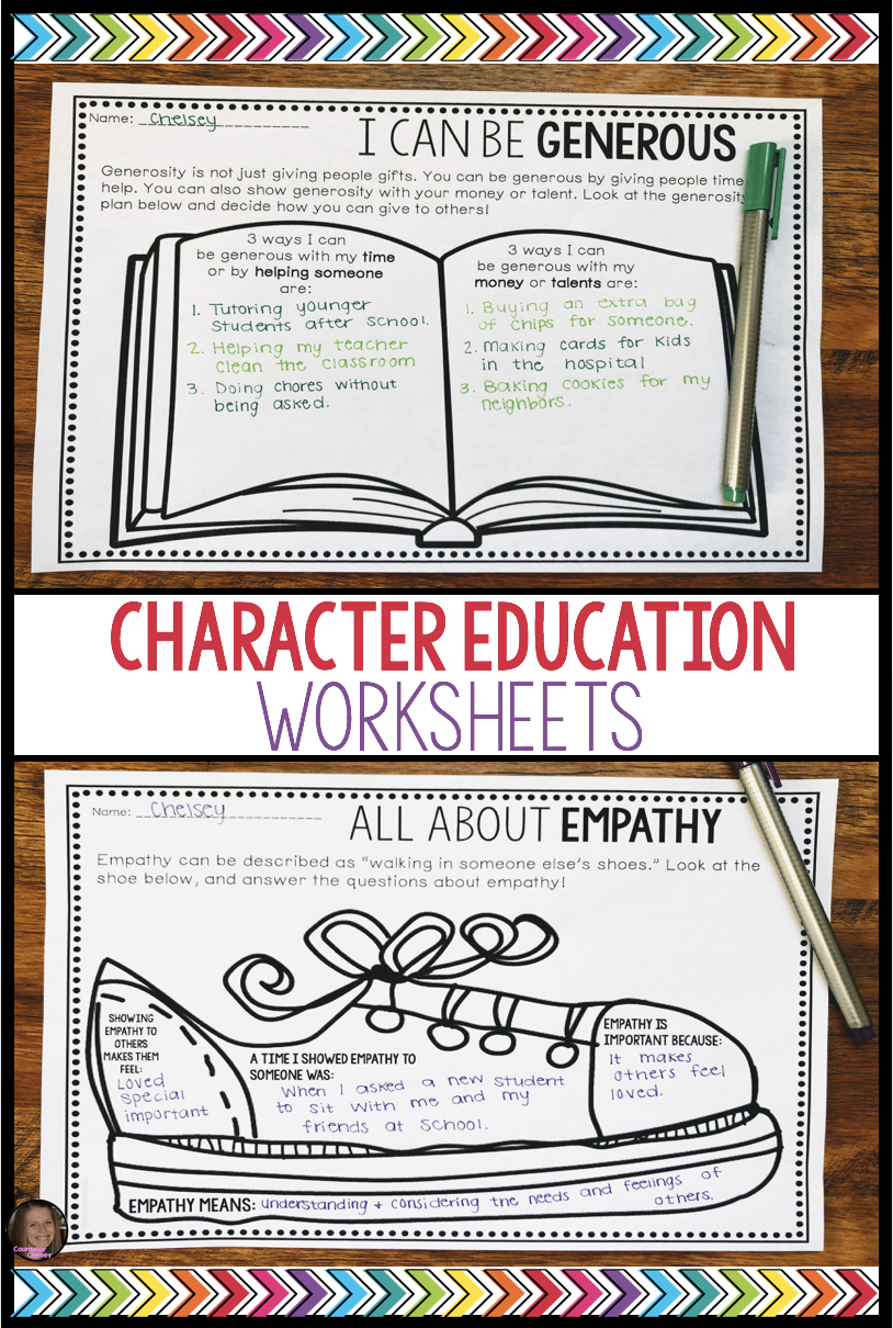 Character Education Worksheets For Lessons On 25 Character Traits