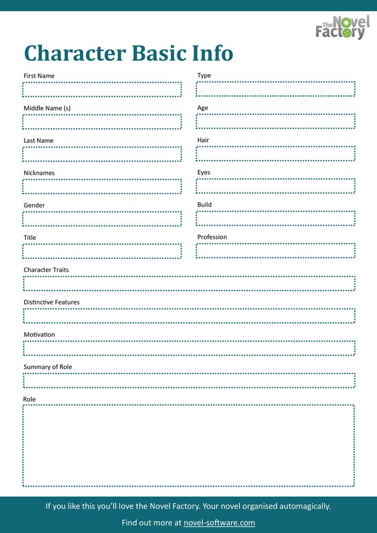 Character Profile Worksheet