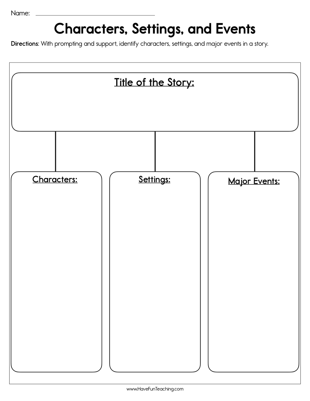 Character Setting Worksheet 1St Grade