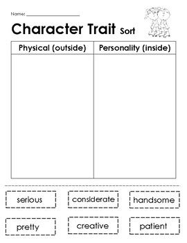 Character Trait Sort With Pictures