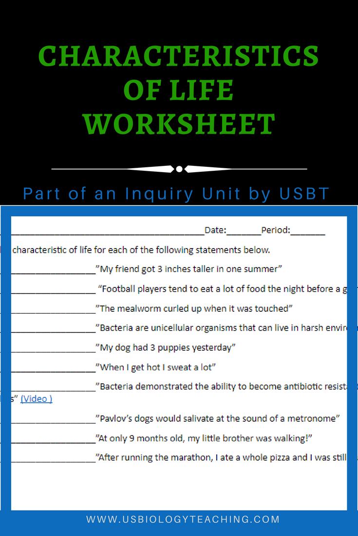 Characteristics Of Life Worksheet Answers Lesson 1 Characteristics Of Life Pdf Free Download