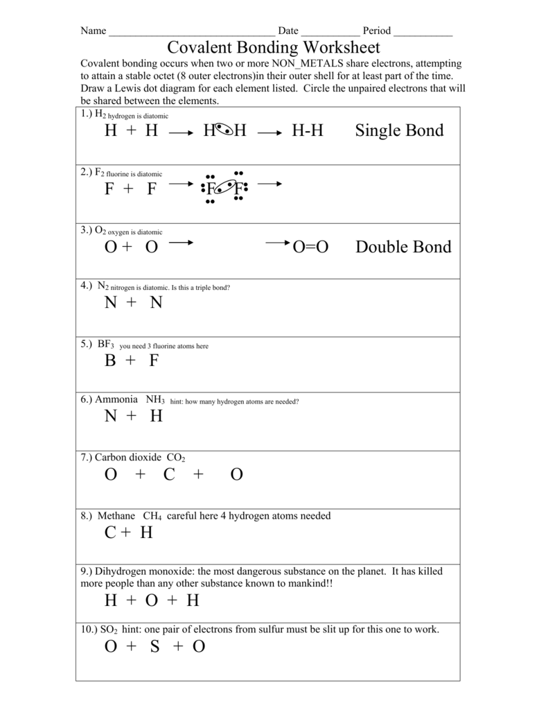 Chemical Bonding Worksheet Answers Pdf