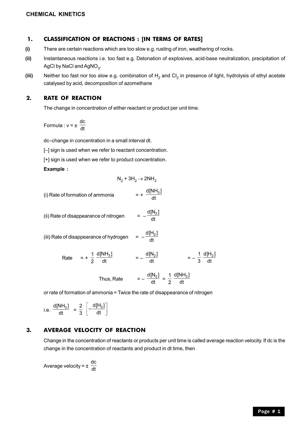 Chemical Kinetics Class 12 Notes Iit Jee Neet