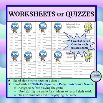 Chemistry Worksheet Polyatomic Ions Names With Answer Key Tpt