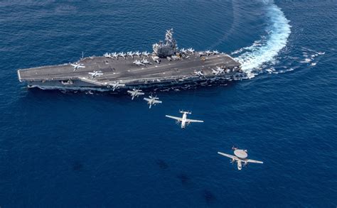 China S Shandong Aircraft Carrier Against The Uss Nimitz Carrier