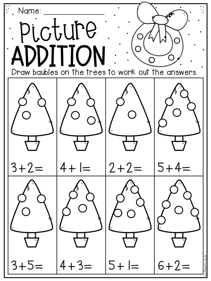 Free Christmas Addition Worksheets for Kindergarten Fun