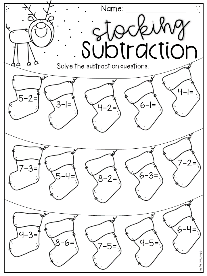 Christmas Math Worksheet 1St Grade Subtraction Woo Jr Kids Activities