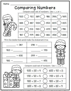 Christmas Math Worksheet Freebie For Second Grade Comparing Numbers