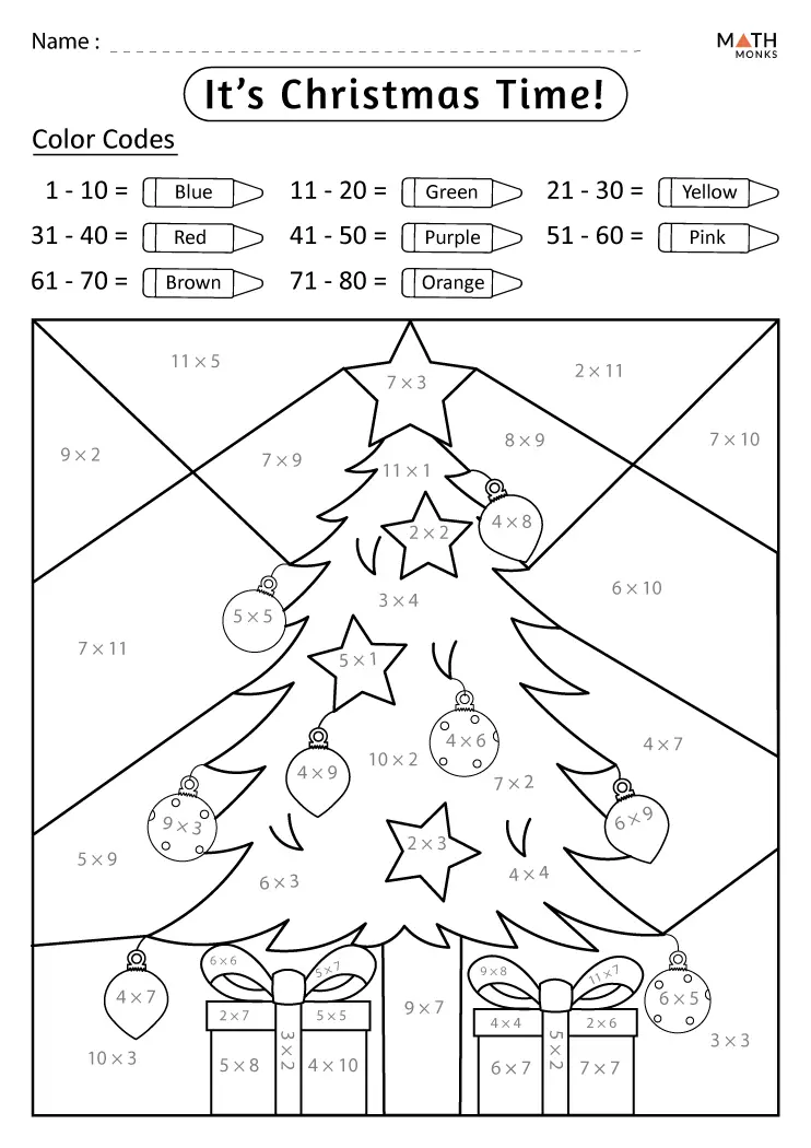 Christmas Multiplication Math Worksheets Christmas Multiplication