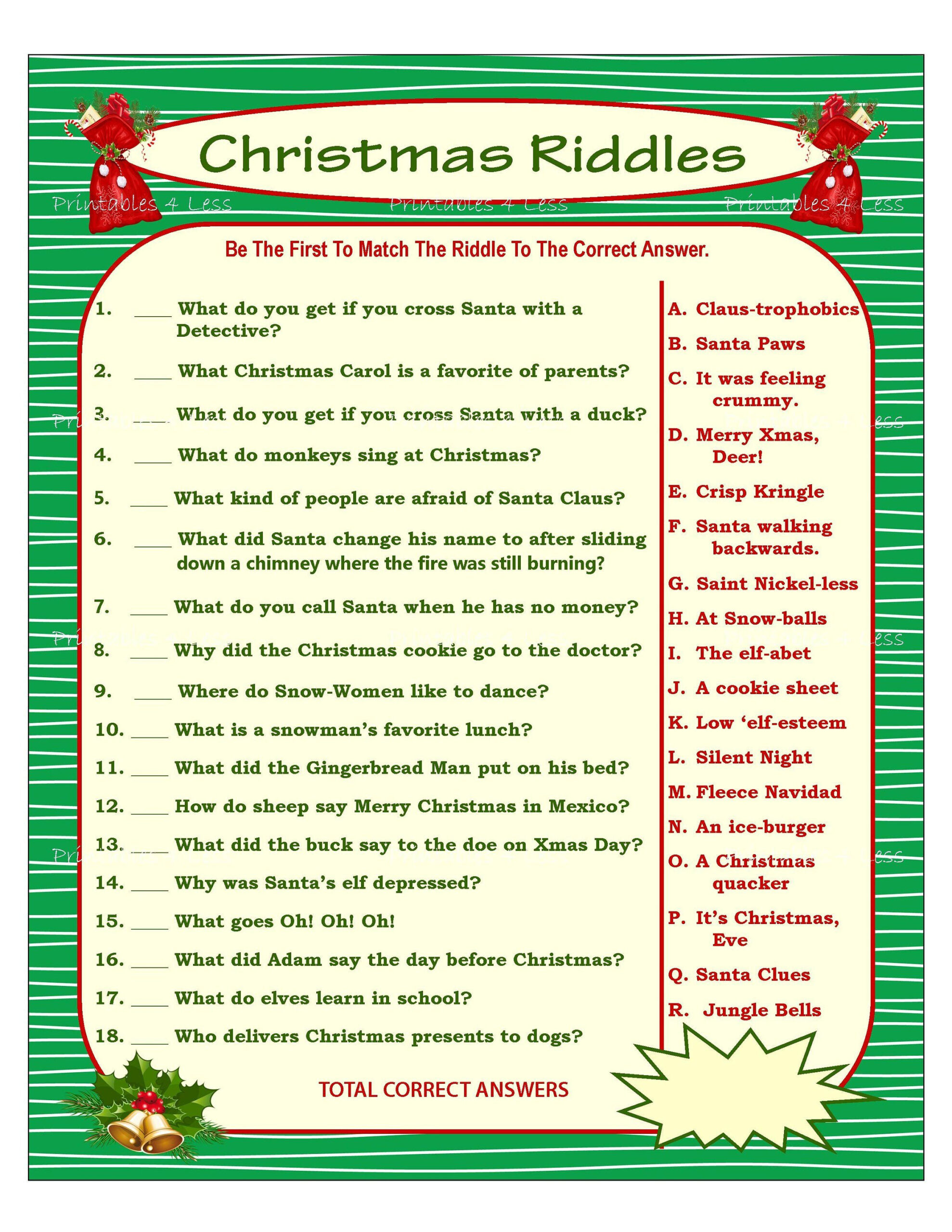 Christmas Riddles Printable Worksheets Riddles Blog