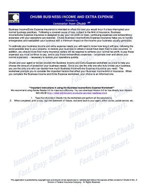 Chubb Business Income Worksheet Pdf