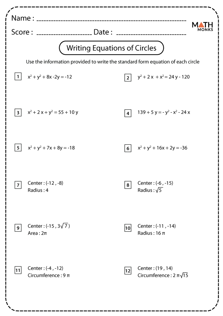 Circle Equations Worksheet Gcse Diy Projects