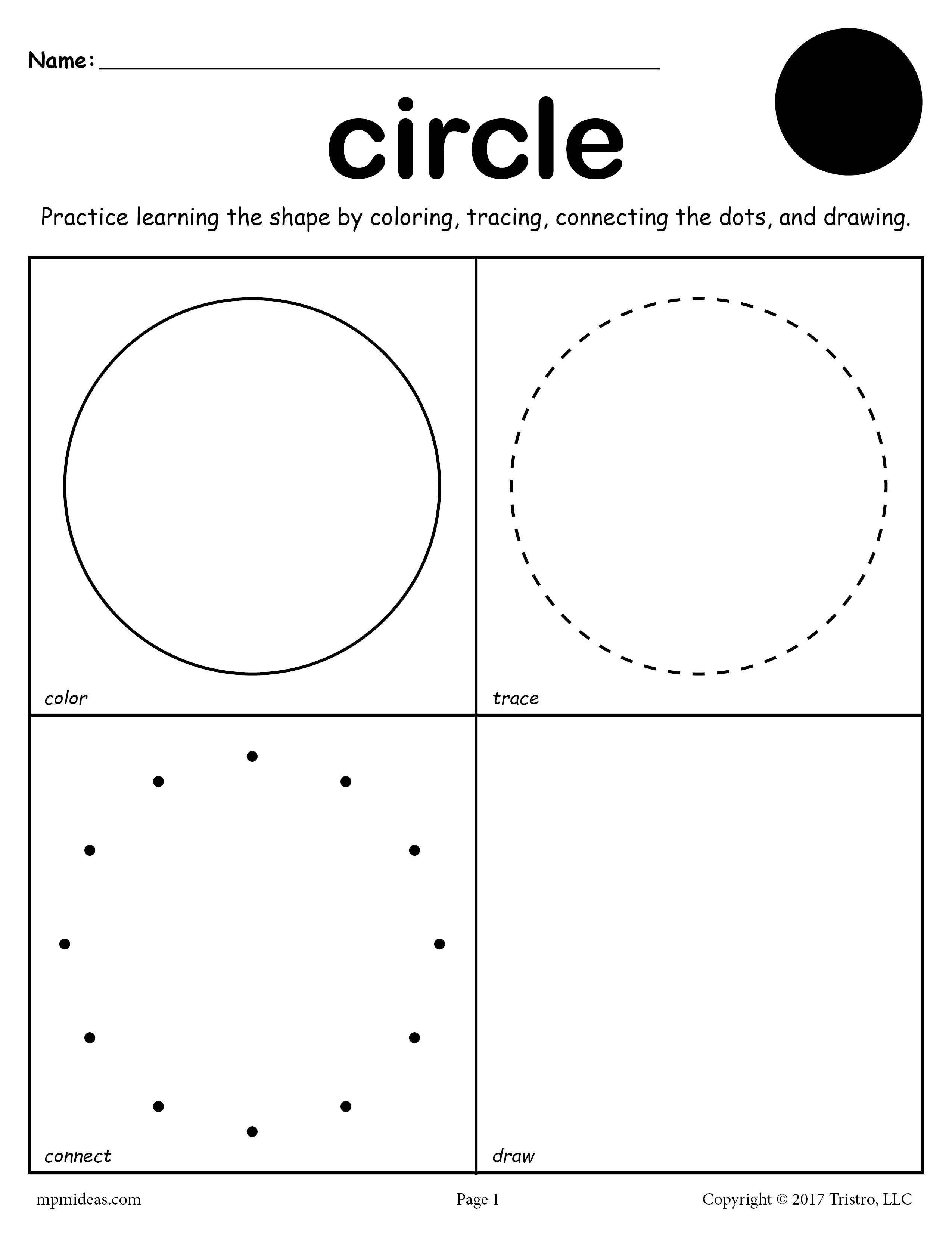 Circle Shape Worksheet Color Trace Connect Draw Shapes