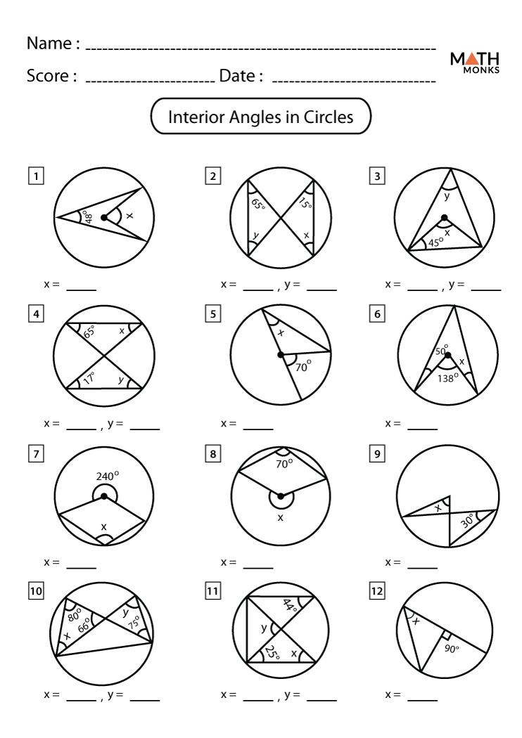 Circle Worksheets Geometry