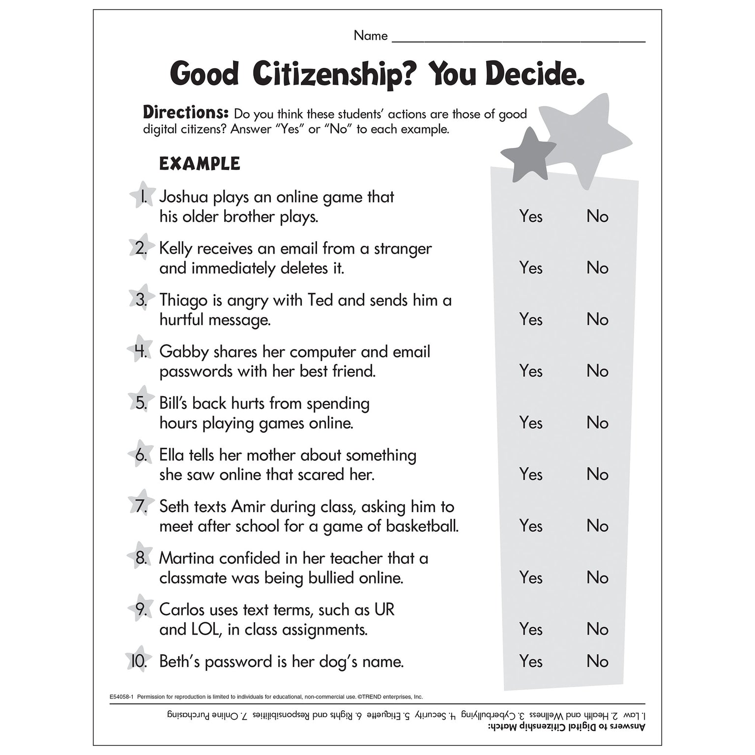 Citizenship Worksheets